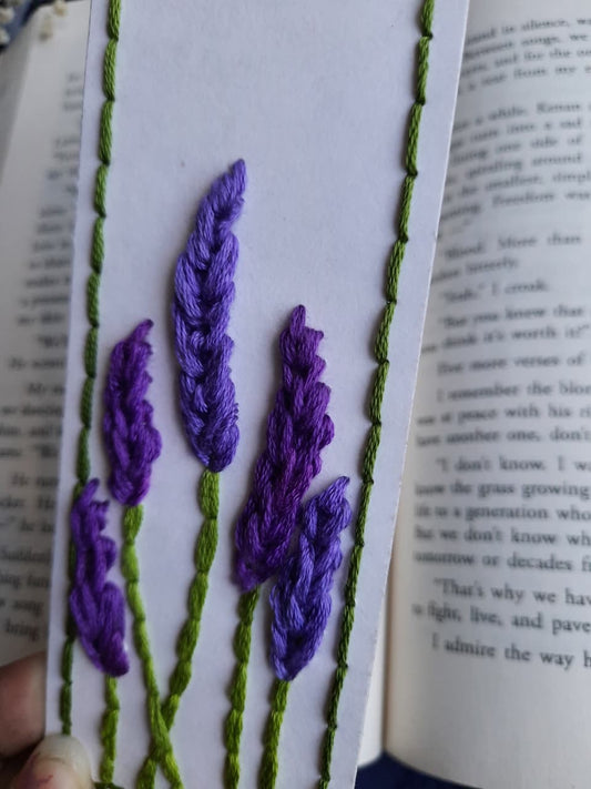 Lavender - Hand-Stitched Bookmark