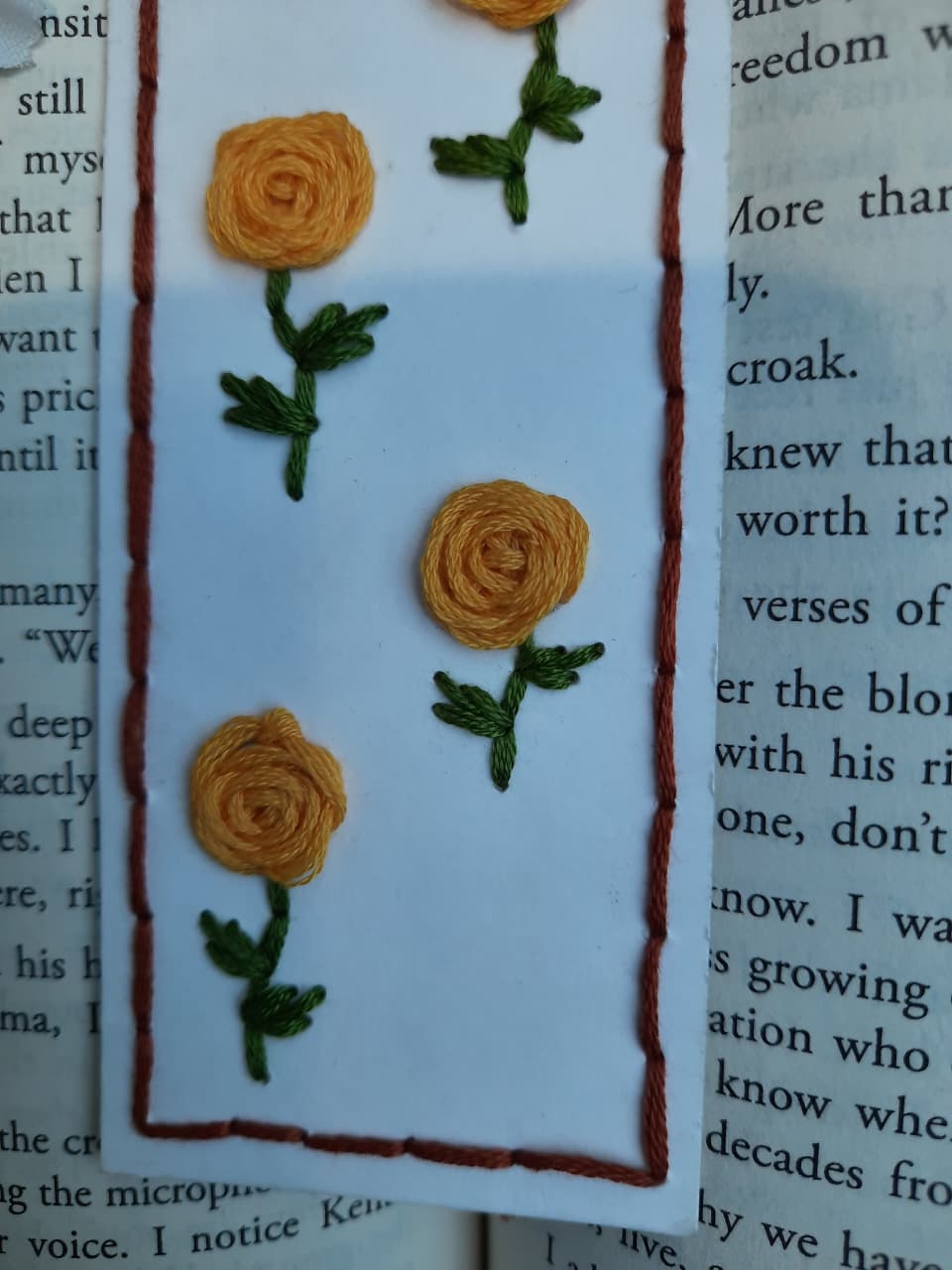 Pretty Yellow - Hand Stitched Bookmark